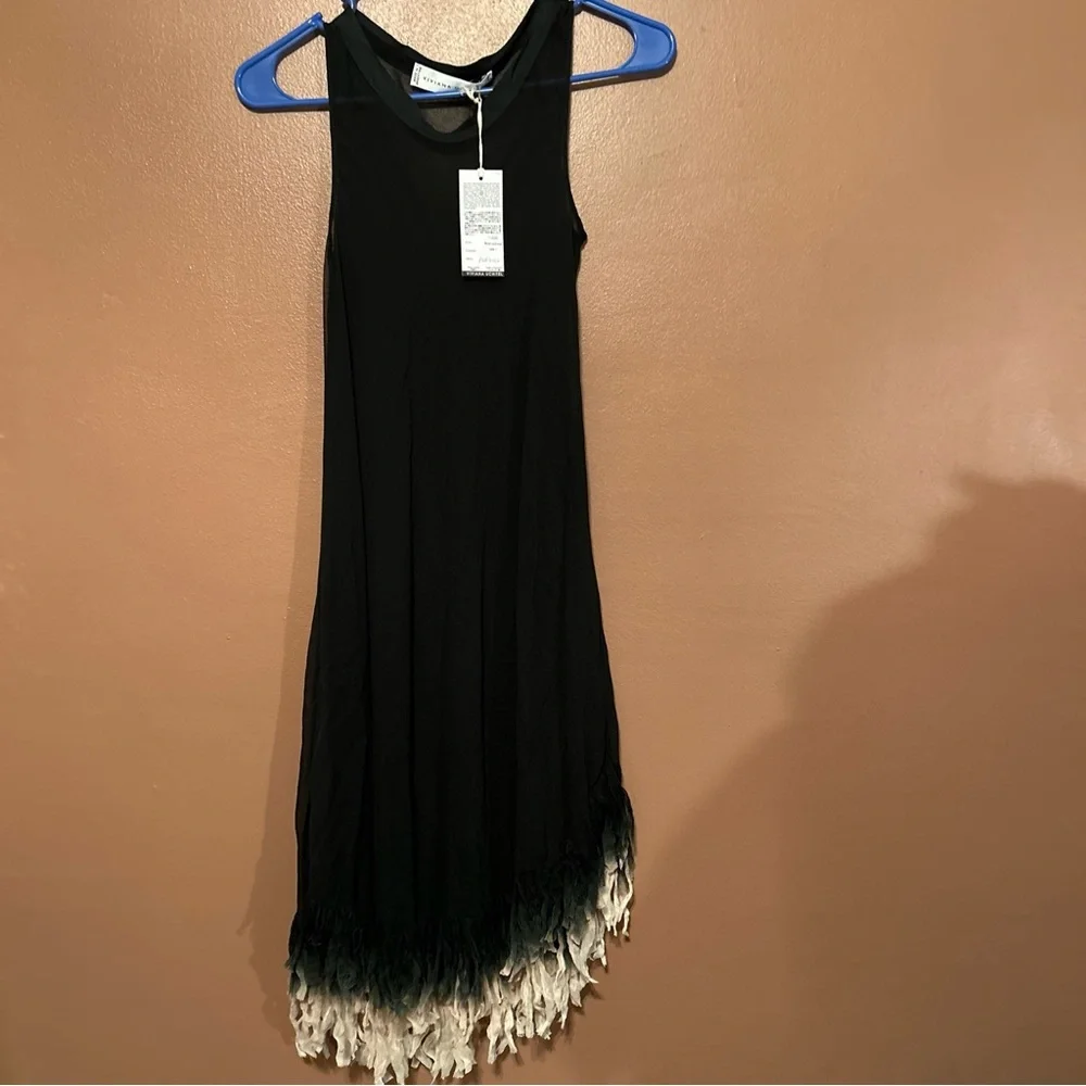 NWT Viviana Uchitel Fringe Hem Dress in Black Size XS (1) $564 - Picture 1 of 7